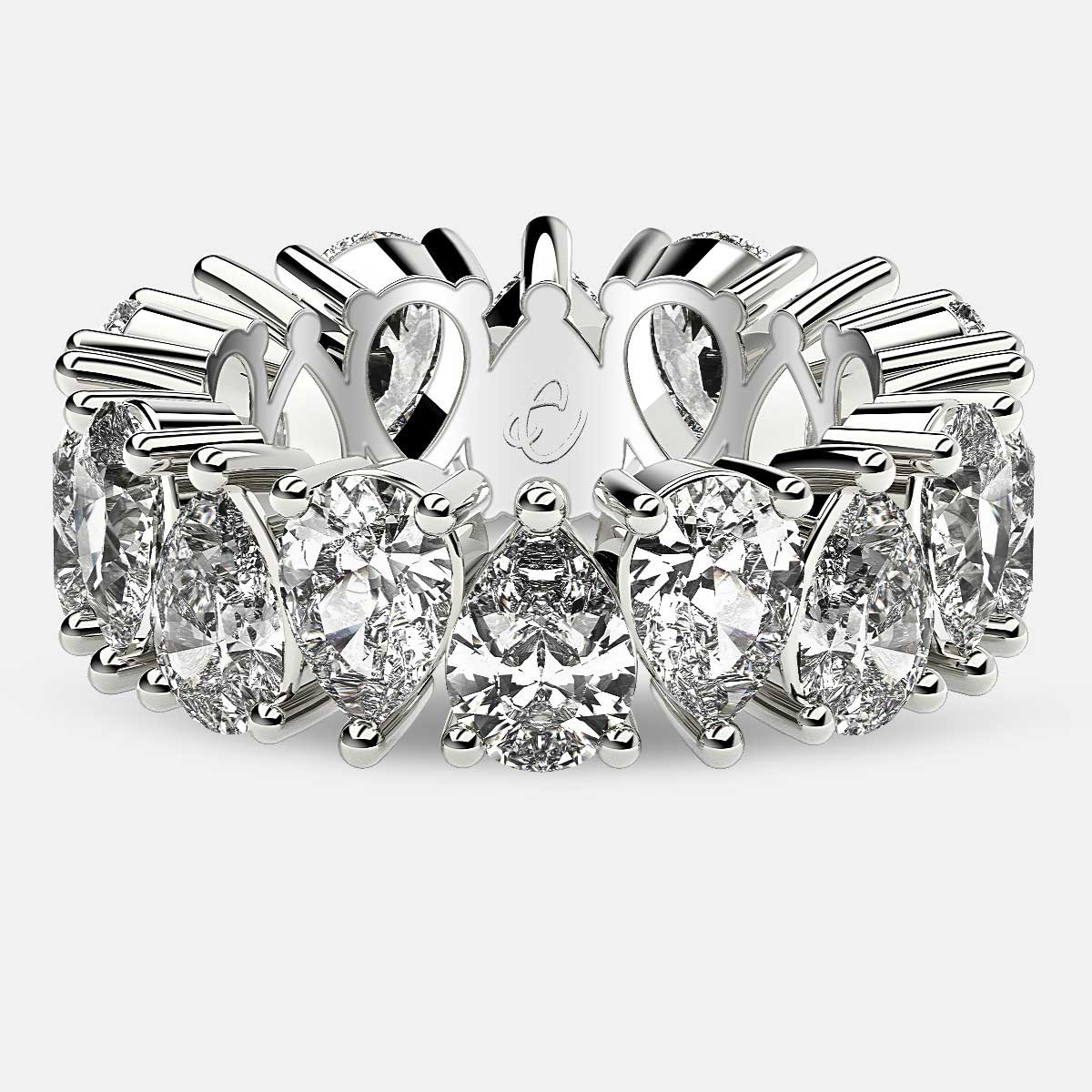 Prong Set Eternity Ring with Pear Shaped Diamonds in 18k White Gold