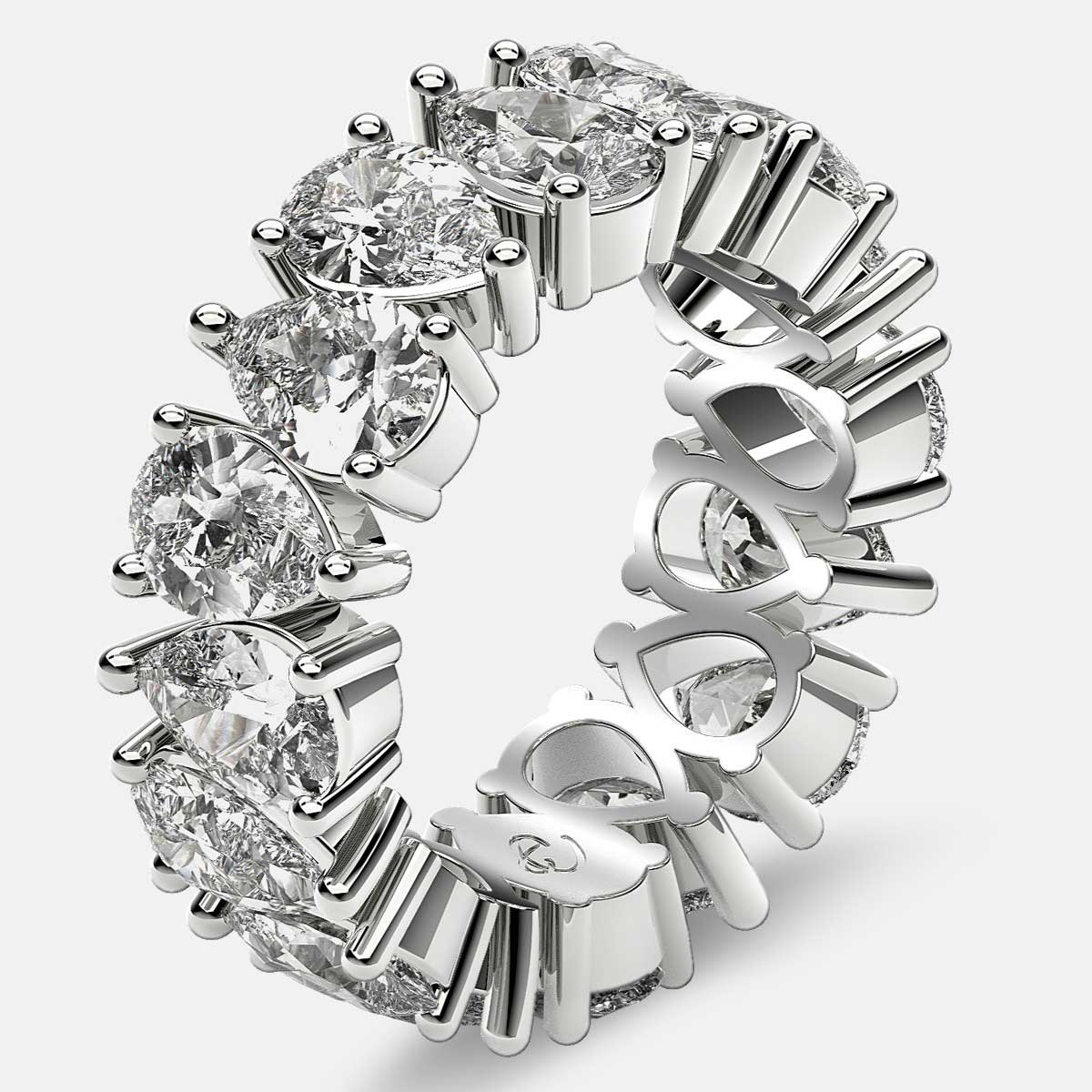 Prong Set Eternity Ring with Pear Shaped Diamonds in 18k White Gold