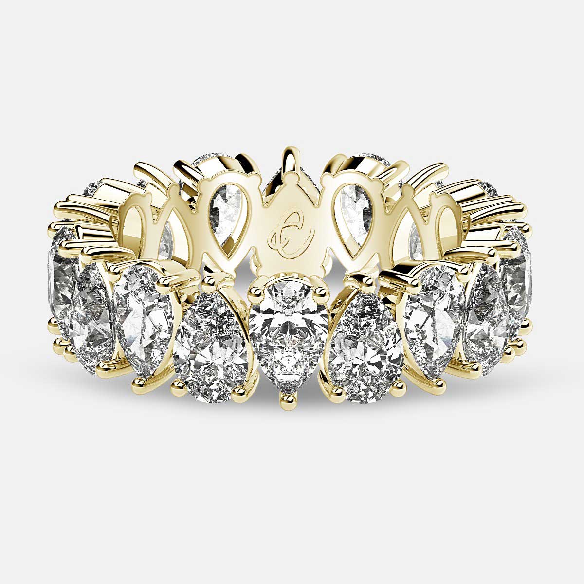 Prong Set Eternity Ring with Pear Shaped Diamonds in 18k Yellow Gold