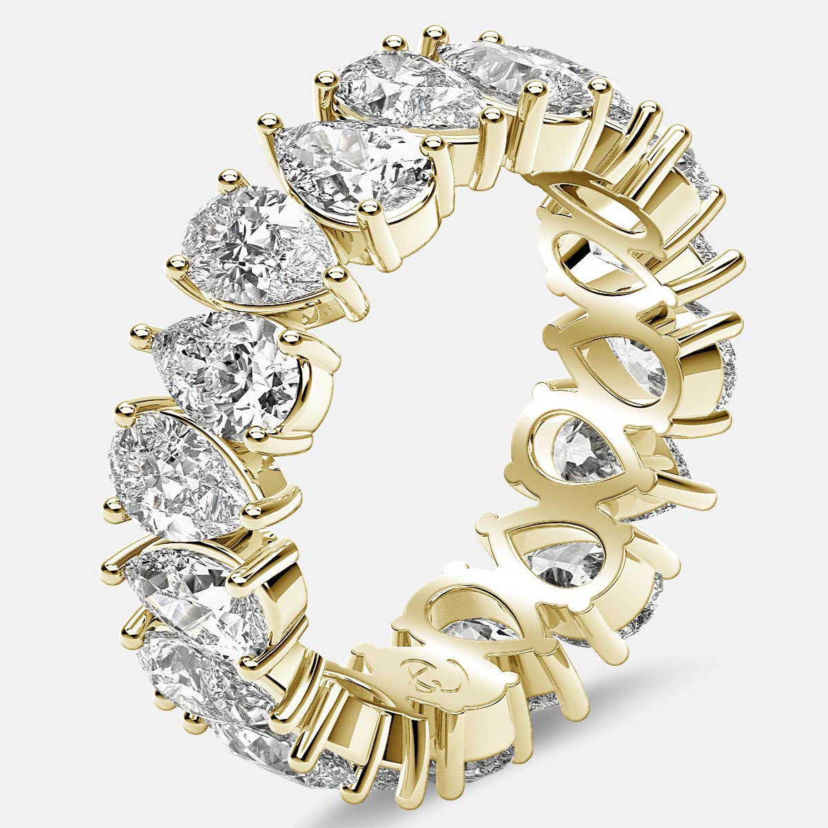 Prong Set Eternity Ring with Pear Shaped Diamonds in 18k Yellow Gold