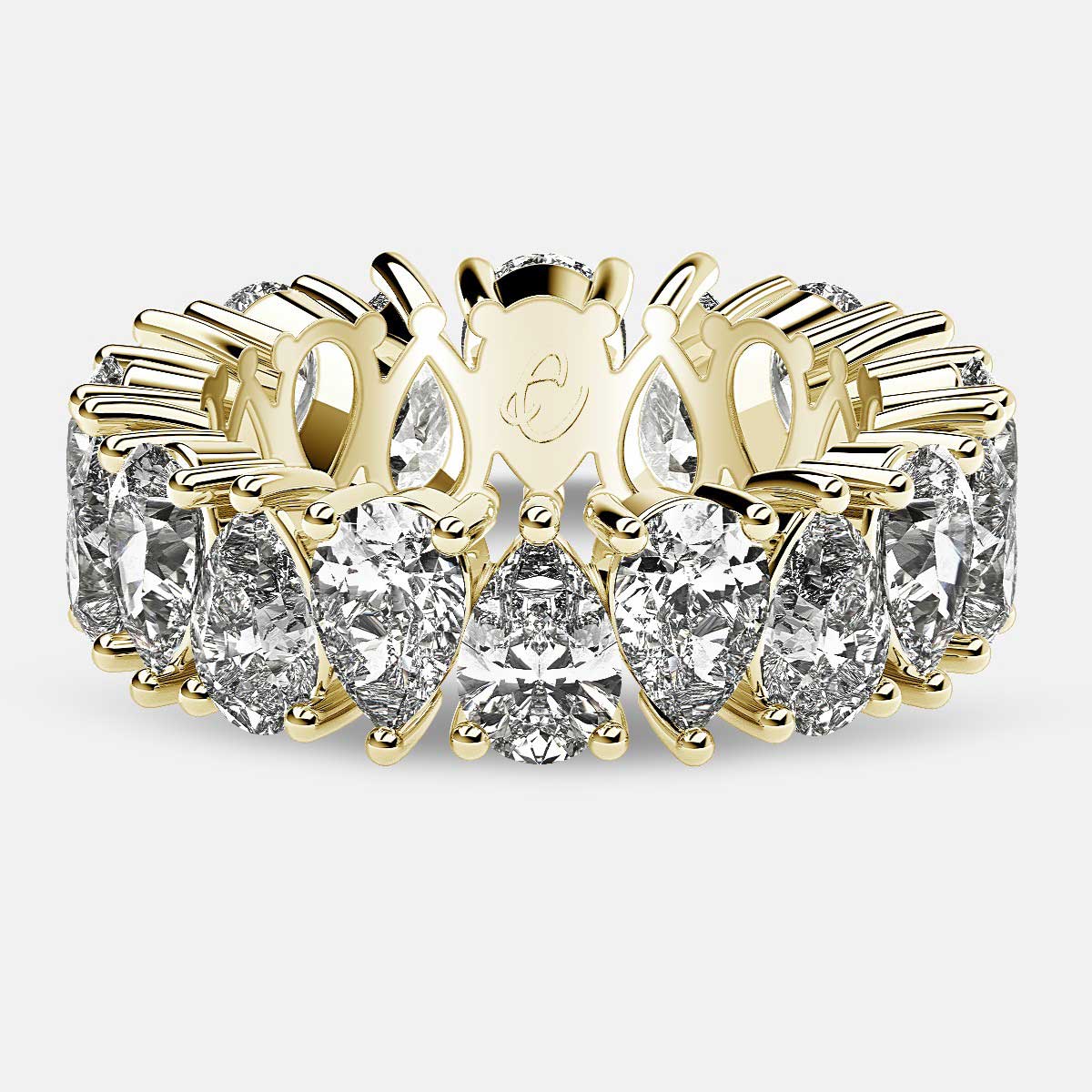 Prong Set Eternity Ring with Pear Shaped Diamonds in 18k Yellow Gold