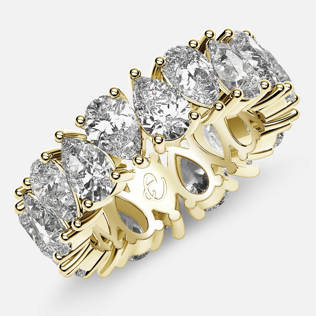 Prong Set Eternity Ring with Pear Shaped Diamonds in 18k Yellow Gold
