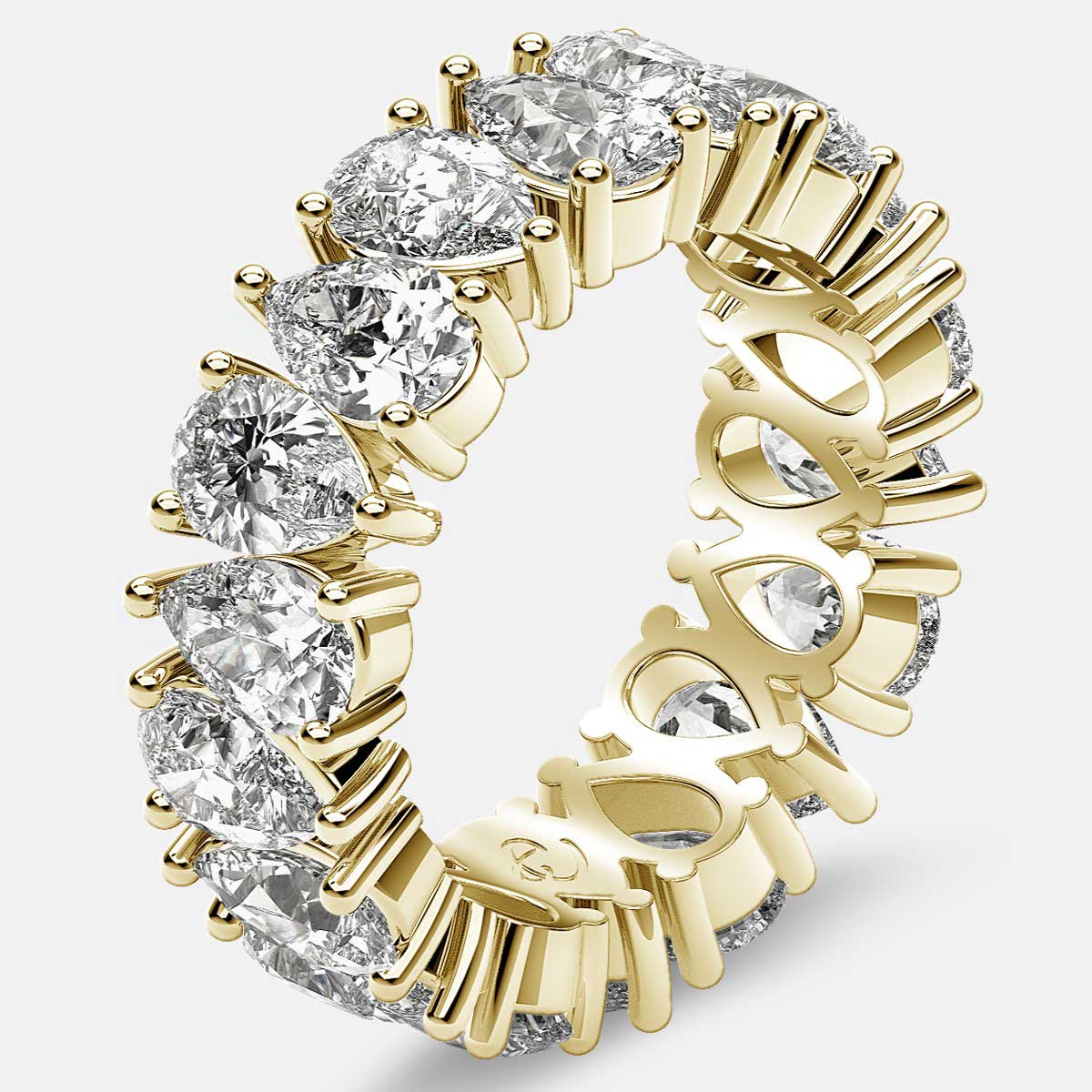 Prong Set Eternity Ring with Pear Shaped Diamonds in 18k Yellow Gold