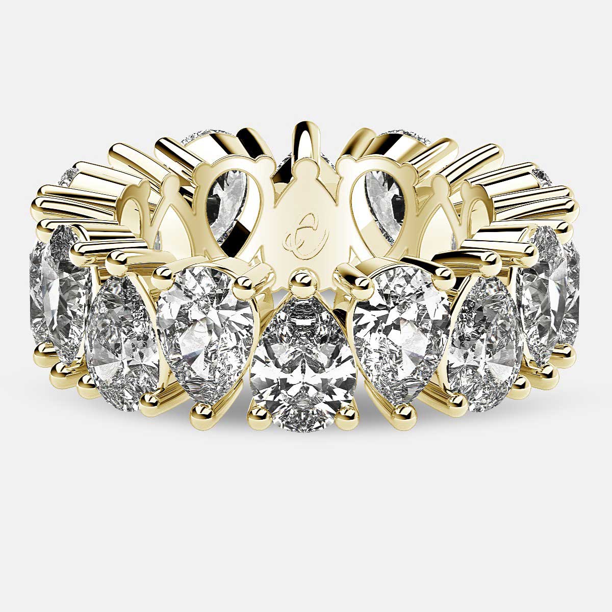 Prong Set Eternity Ring with Pear Shaped Diamonds in 18k Yellow Gold