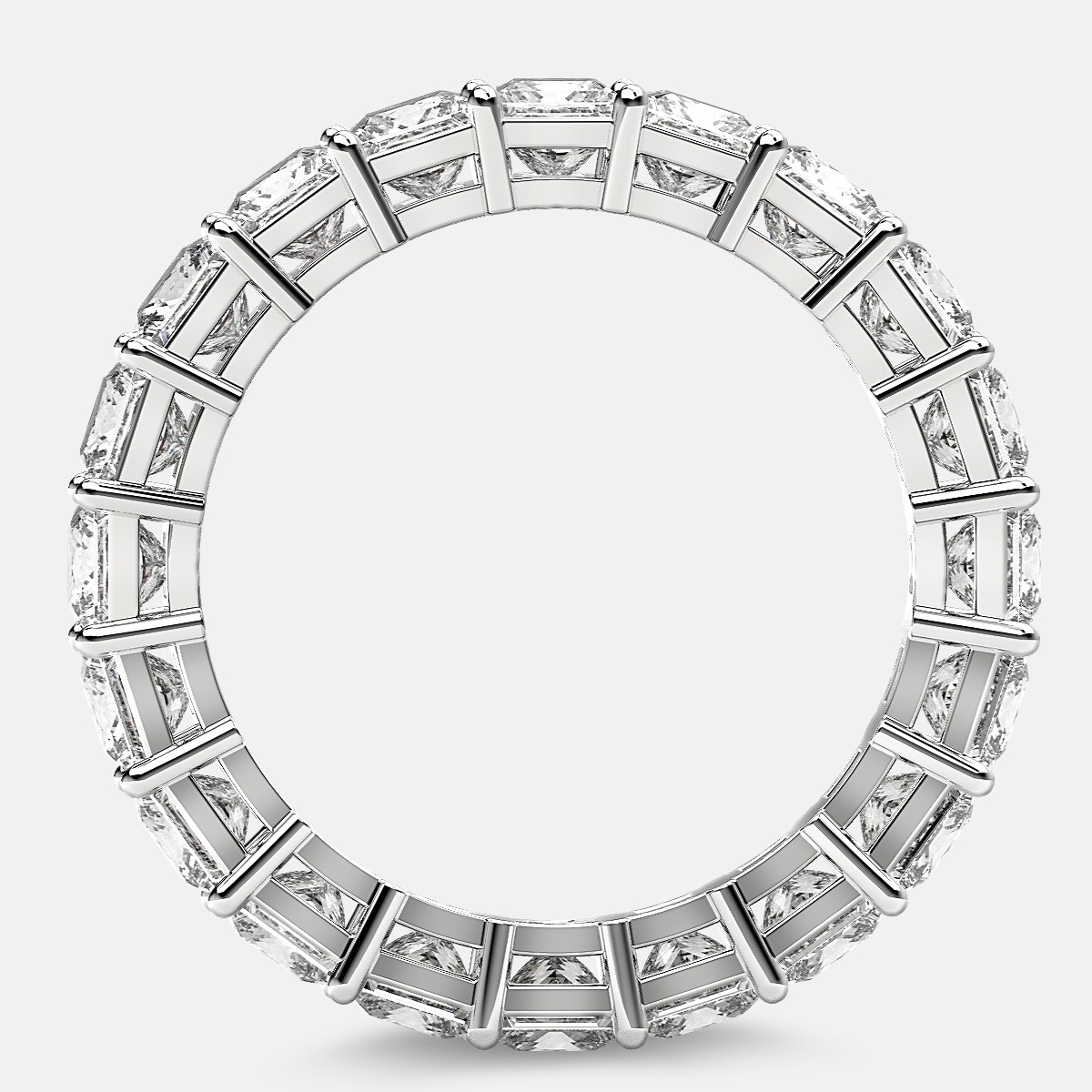 Eternity Ring with Prong Set Princess Cut Diamonds in Platinum