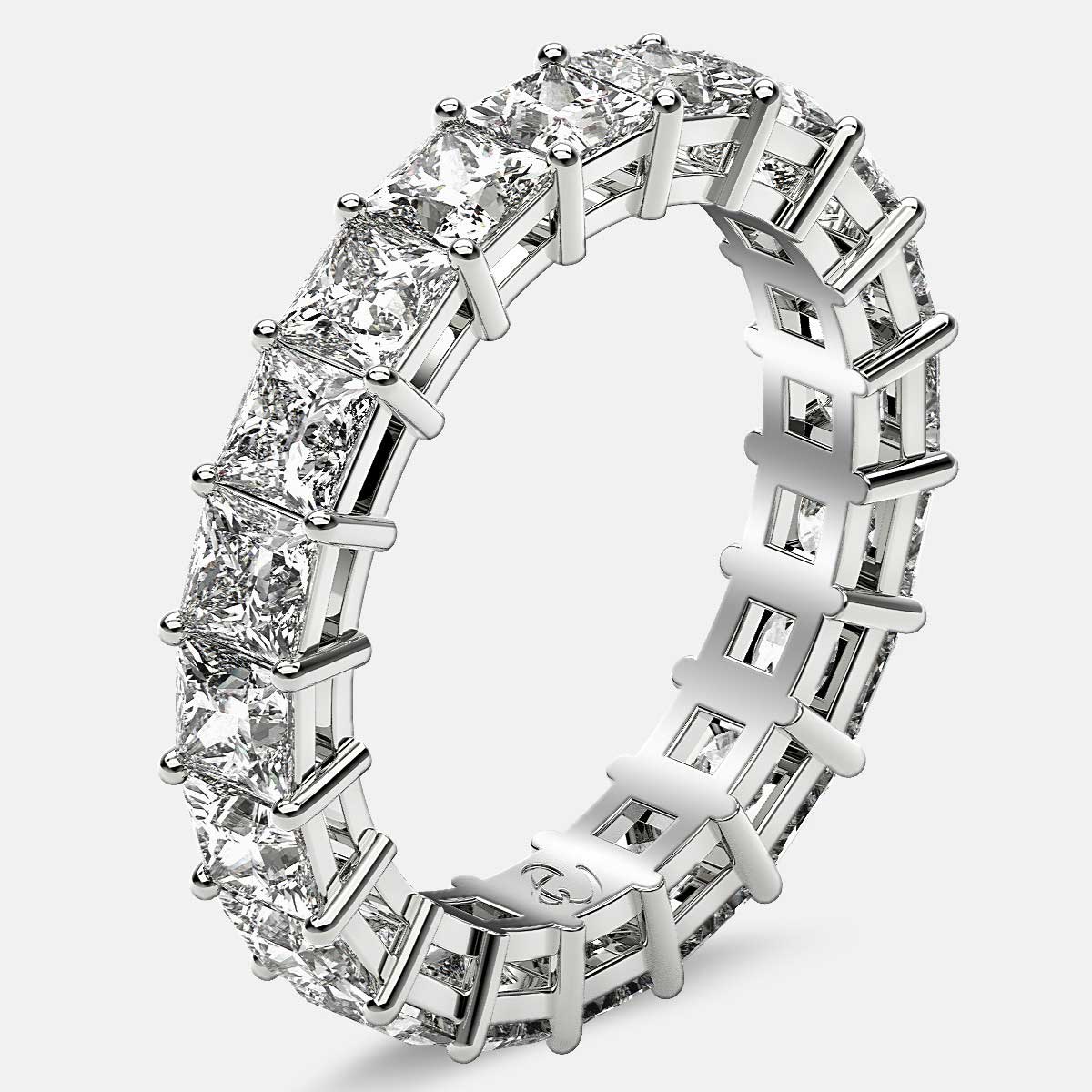 Eternity Ring with Prong Set Princess Cut Diamonds in Platinum