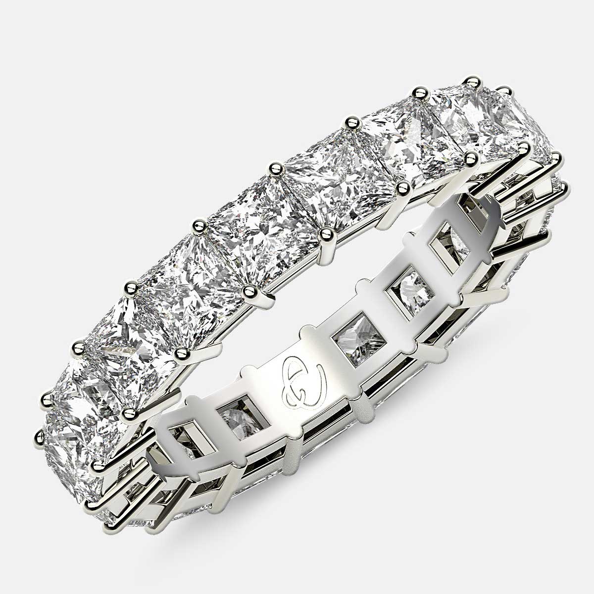 Eternity Ring with Prong Set Princess Cut Diamonds in Platinum