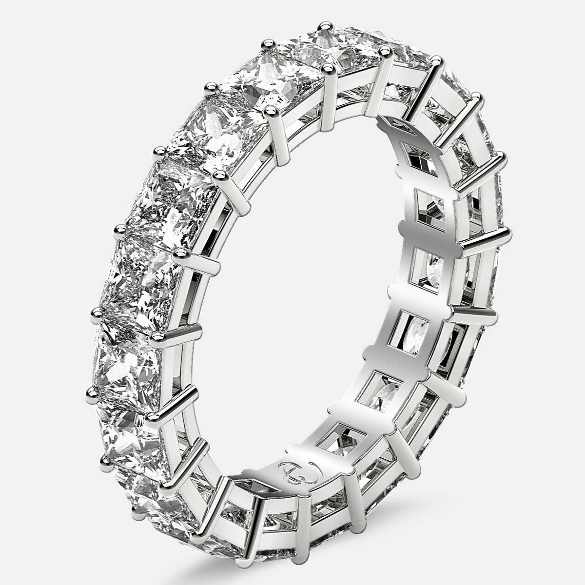 Eternity Ring with Prong Set Princess Cut Diamonds in Platinum