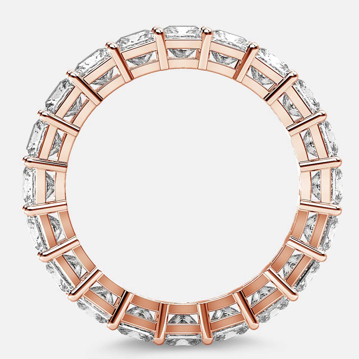 Eternity Ring with Prong Set Princess Cut Diamonds in 18k Rose Gold
