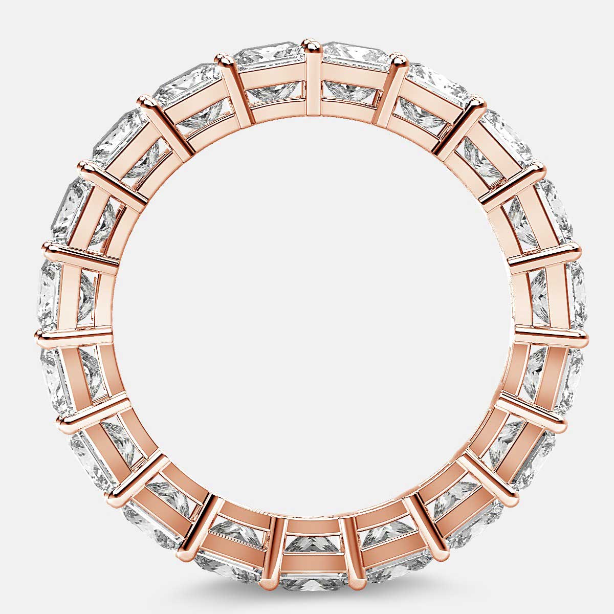 Eternity Ring with Prong Set Princess Cut Diamonds in 18k Rose Gold