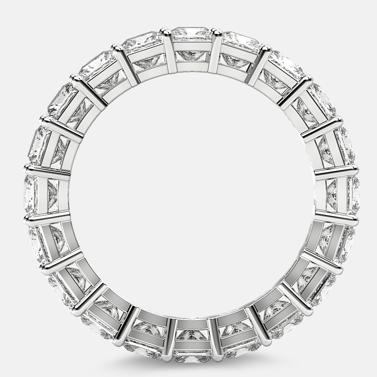 Eternity Ring with Prong Set Princess Cut Diamonds in 18k White Gold