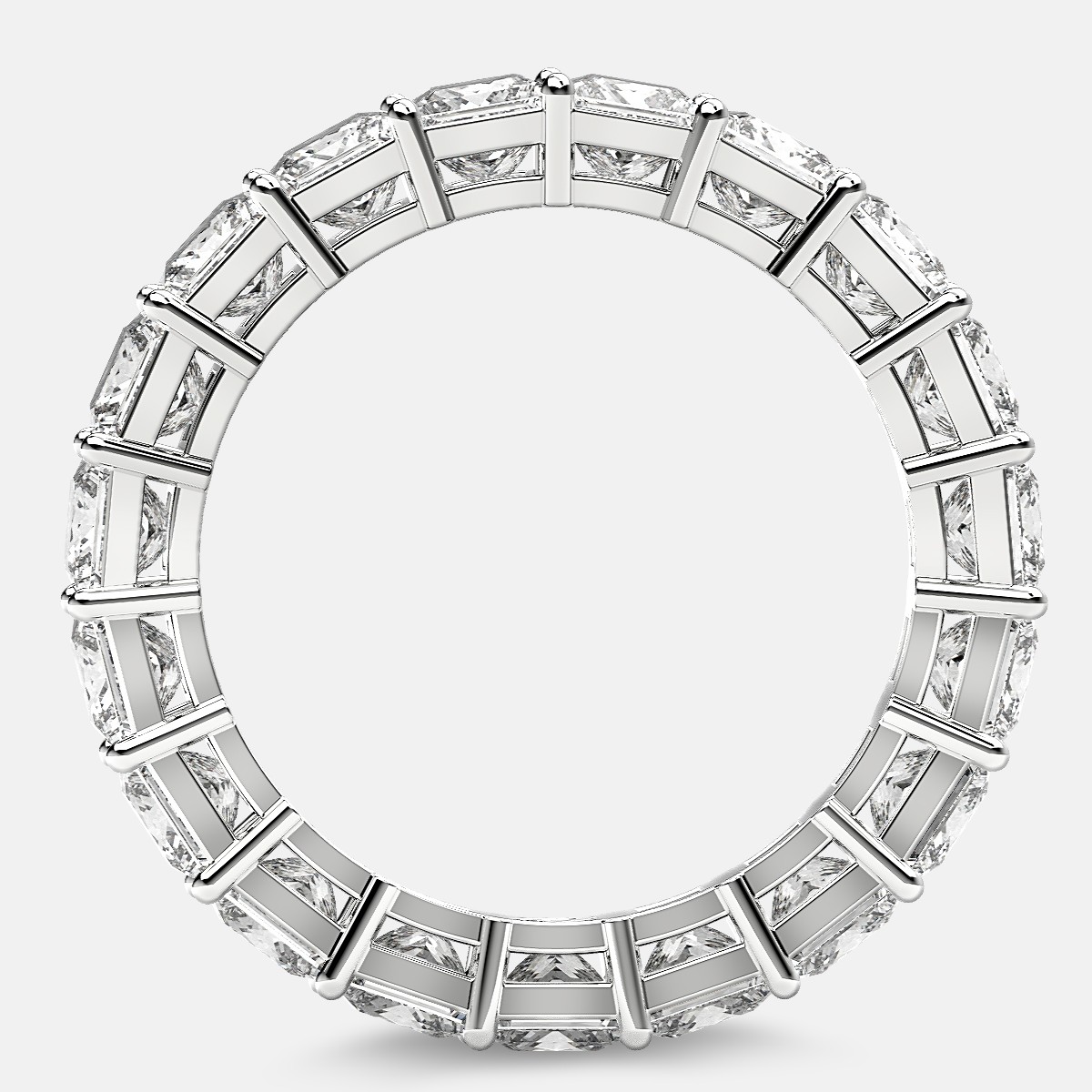 Eternity Ring with Prong Set Princess Cut Diamonds in 18k White Gold