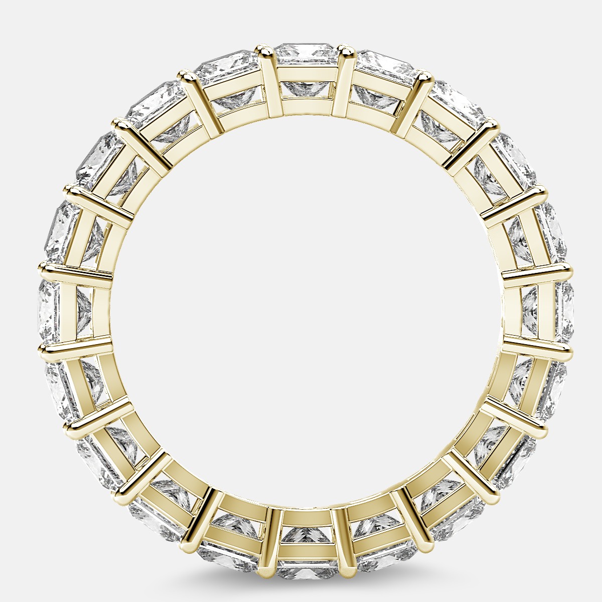 Eternity Ring with Prong Set Princess Cut Diamonds in 18k Yellow Gold