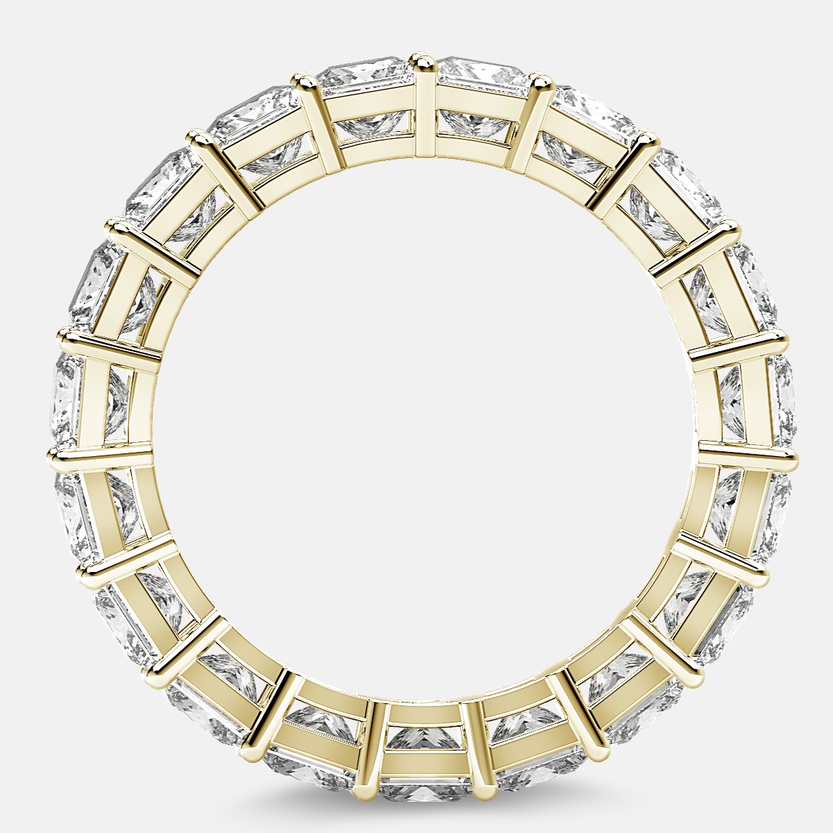 Eternity Ring with Prong Set Princess Cut Diamonds in 18k Yellow Gold