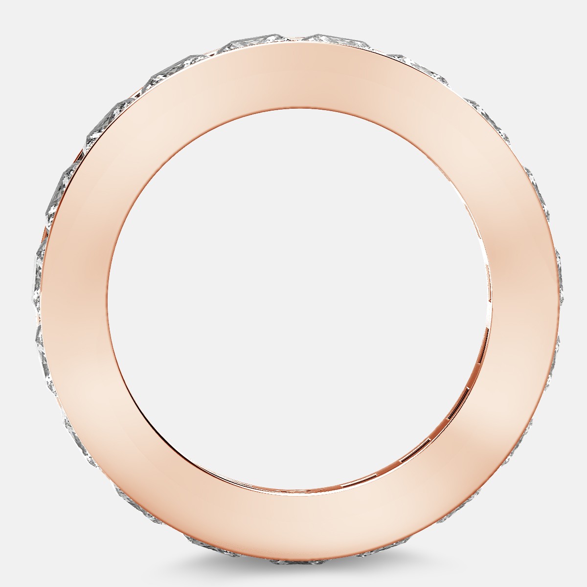 Eternity Ring with Channel Set Princess Cut Diamonds in 18k Rose Gold