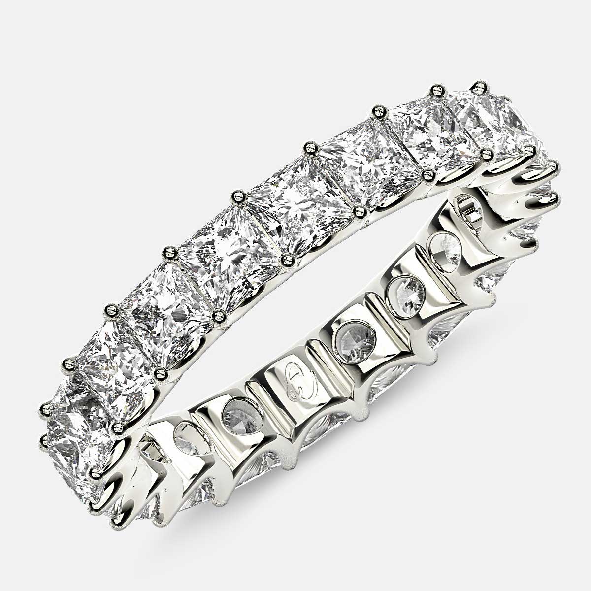 Eternity Ring with Arch Prong Set Princess Diamonds in Platinum