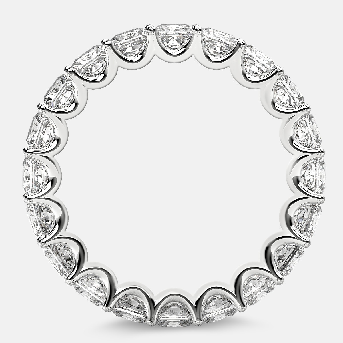 Eternity Ring with Arch Prong Set Princess Diamonds in Platinum