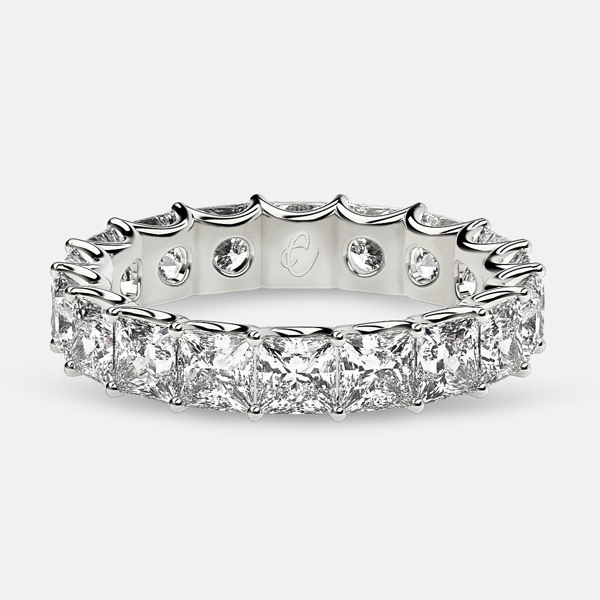 Eternity Ring with Arch Prong Set Princess Diamonds in Platinum