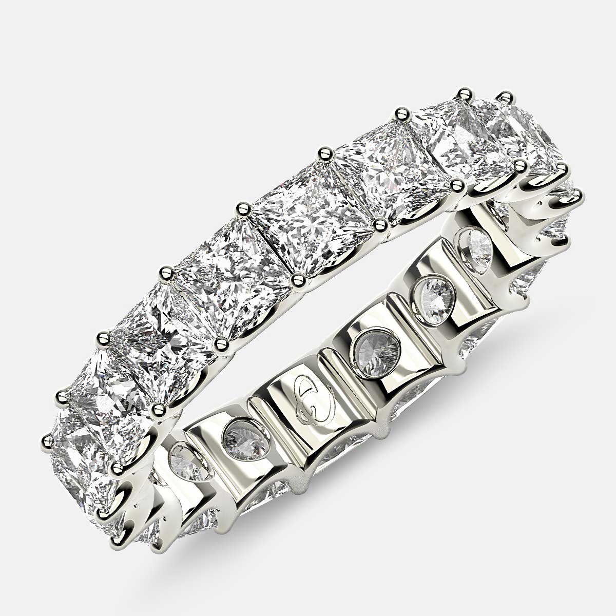 Eternity Ring with Arch Prong Set Princess Diamonds in Platinum