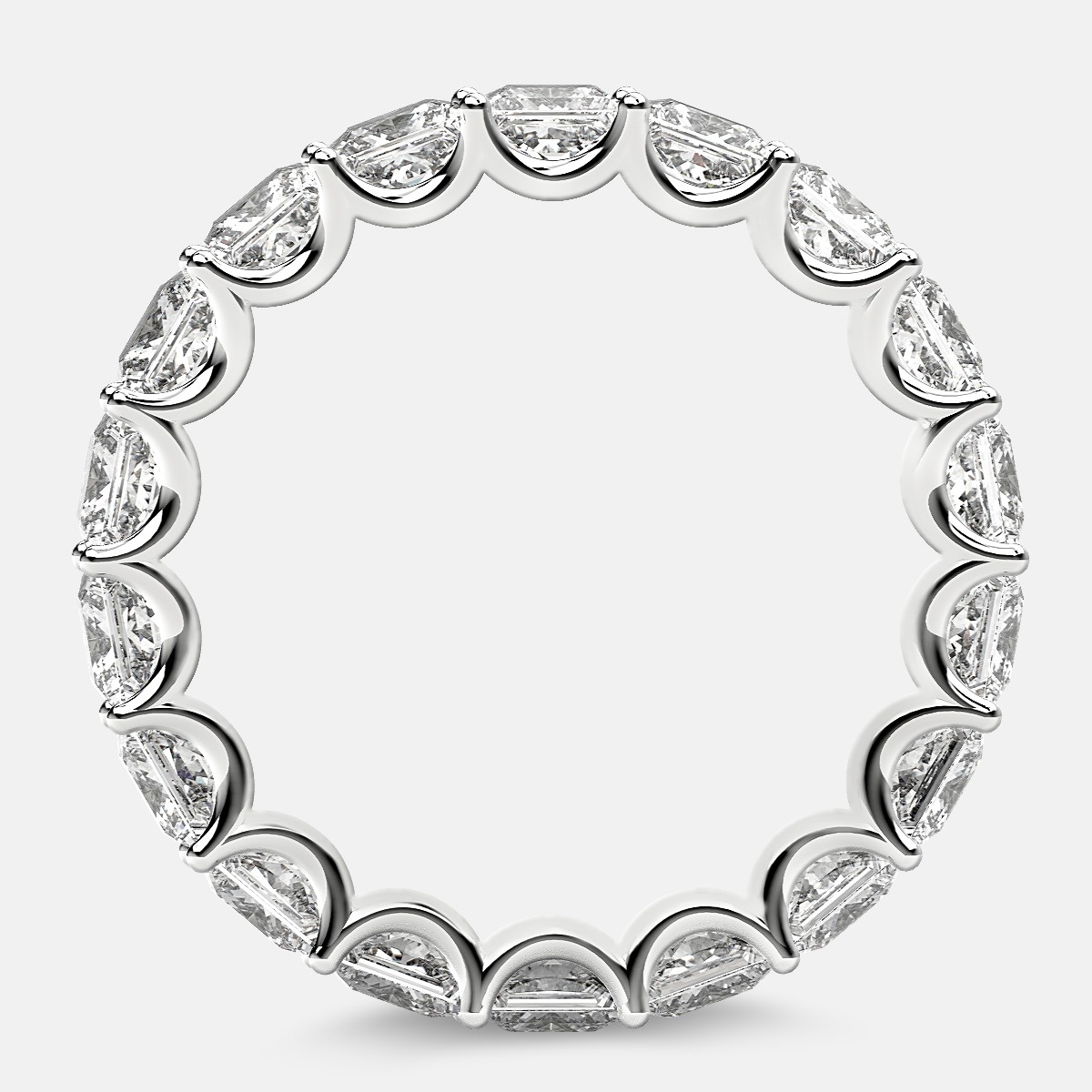 Eternity Ring with Arch Prong Set Princess Diamonds in Platinum
