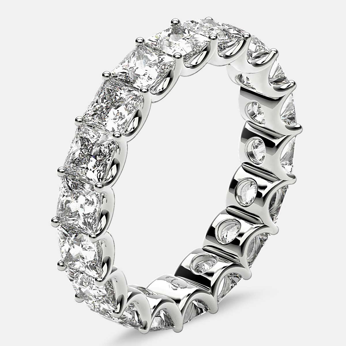 Eternity Ring with Arch Prong Set Princess Diamonds in Platinum