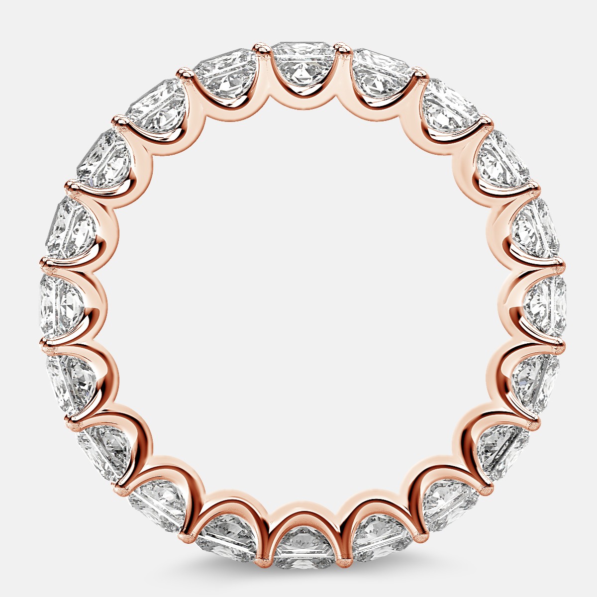 Eternity Ring with Arch Prong Set Princess Diamonds in 18k Rose Gold