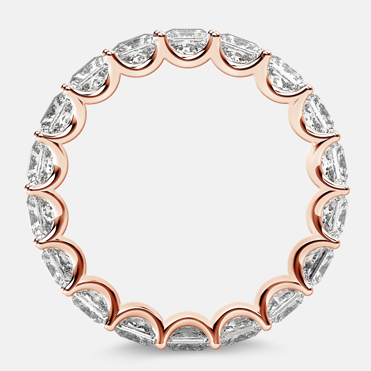 Eternity Ring with Arch Prong Set Princess Diamonds in 18k Rose Gold