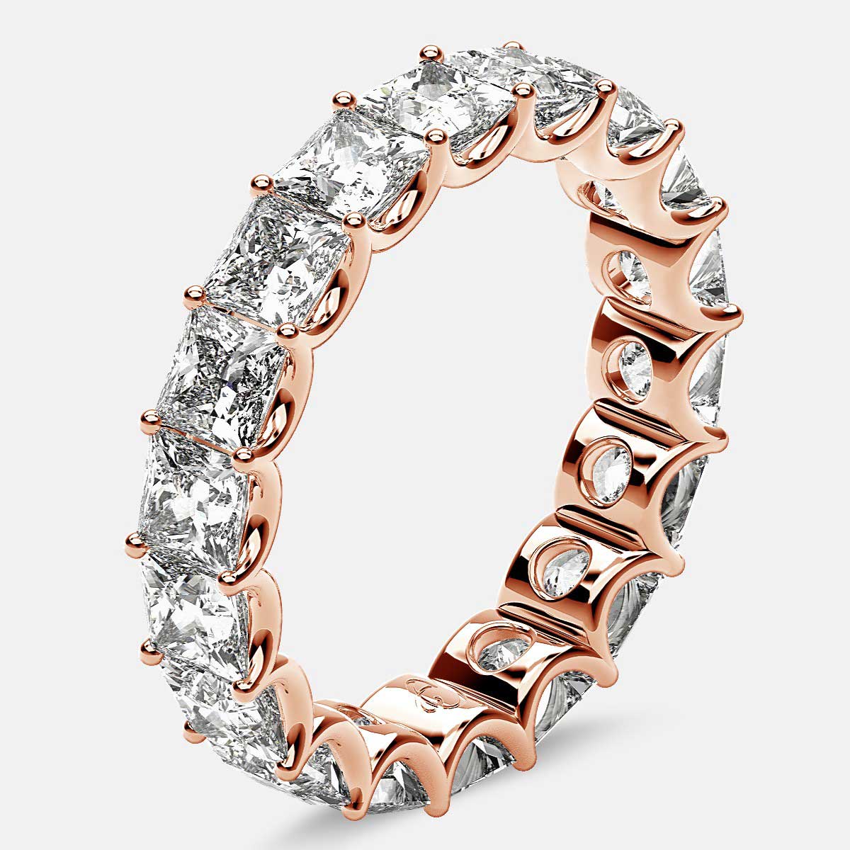 Eternity Ring with Arch Prong Set Princess Diamonds in 18k Rose Gold