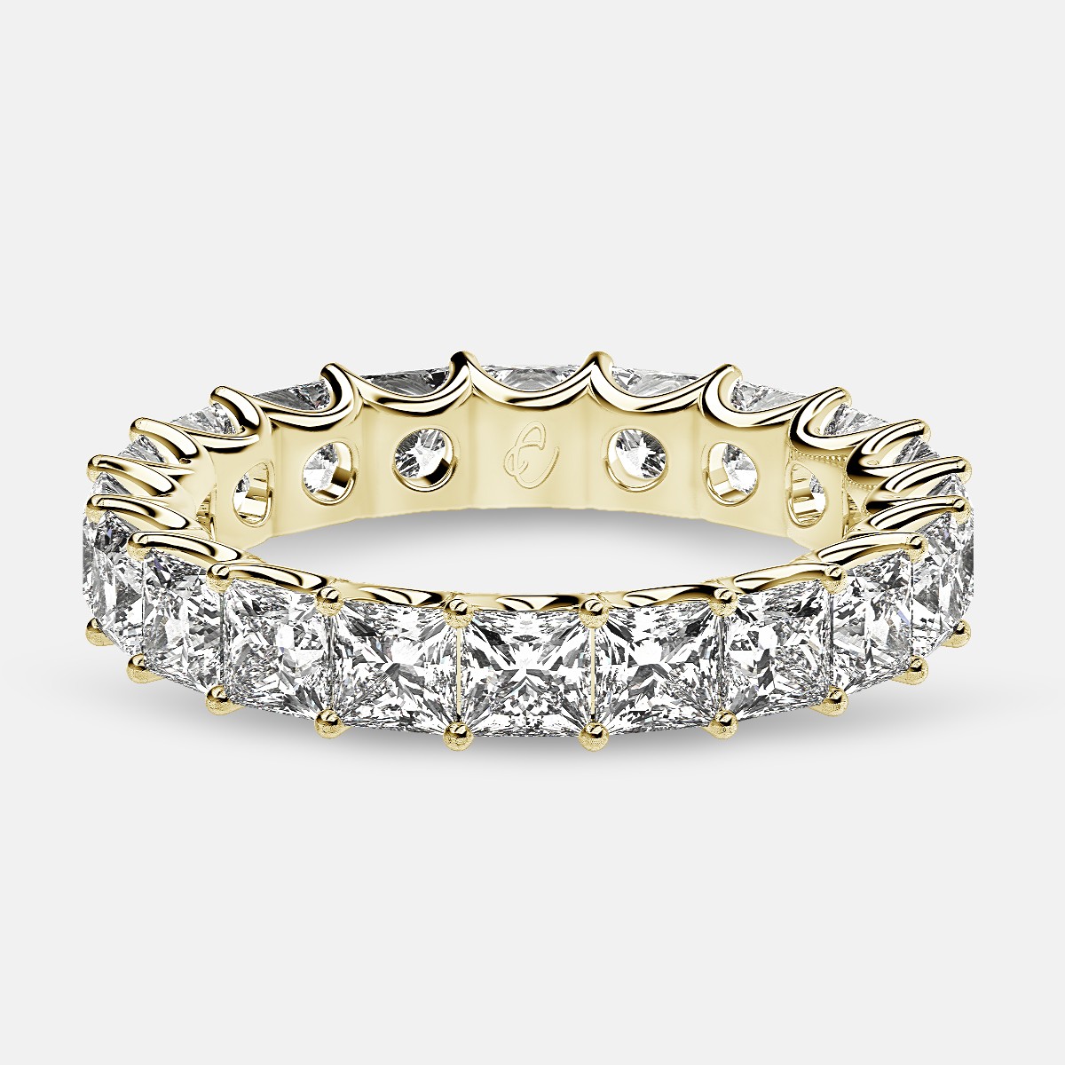 Eternity Ring with Arch Prong Set Princess Diamonds in 18k Yellow Gold