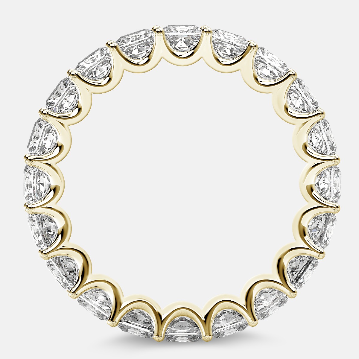 Eternity Ring with Arch Prong Set Princess Diamonds in 18k Yellow Gold