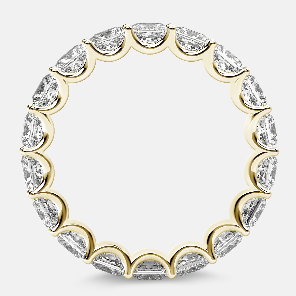 Eternity Ring with Arch Prong Set Princess Diamonds in 18k Yellow Gold