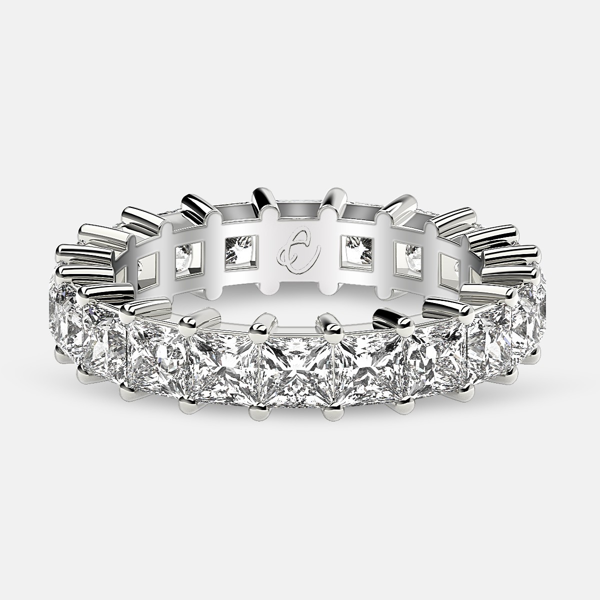 Classic Eternity Ring with Princess Cut Diamonds in Platinum