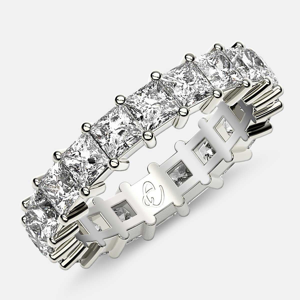 Classic Eternity Ring with Princess Cut Diamonds in Platinum