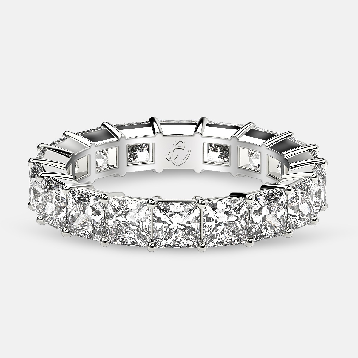 Classic Eternity Ring with Princess Cut Diamonds in Platinum