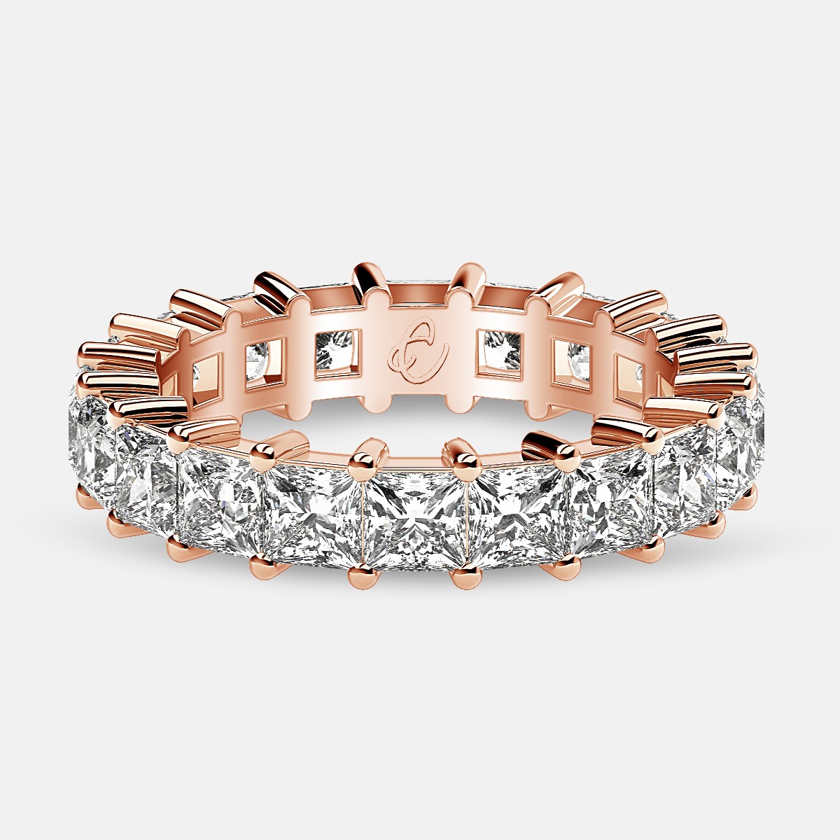 Classic Eternity Ring with Princess Cut Diamonds in 18k Rose Gold