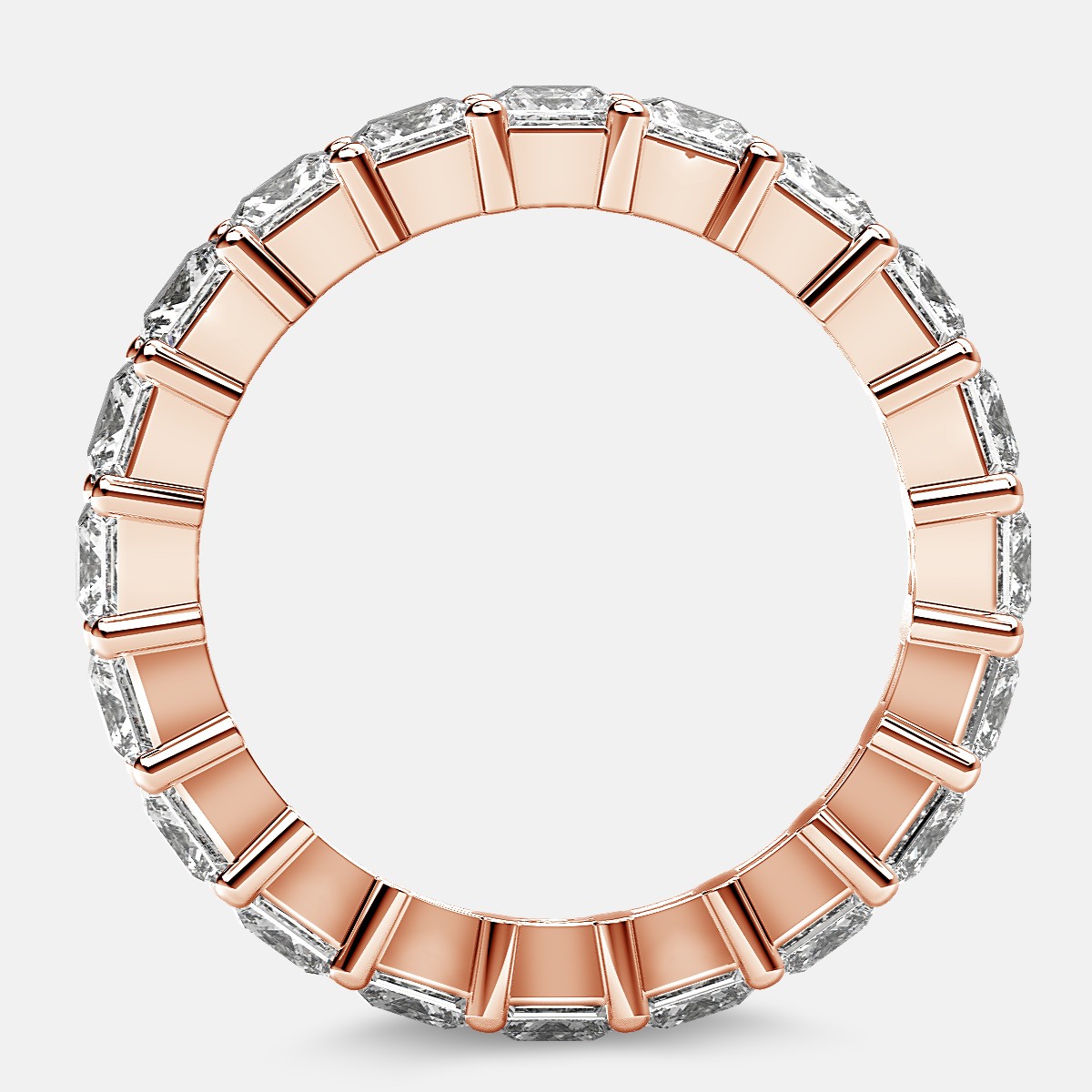 Classic Eternity Ring with Princess Cut Diamonds in 18k Rose Gold