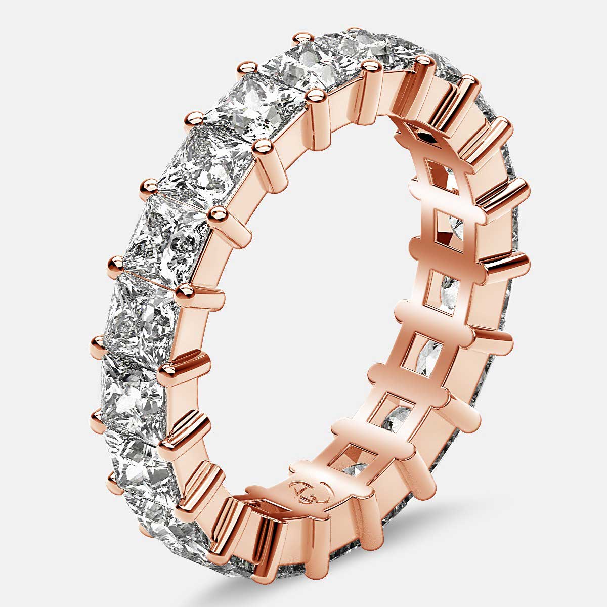 Classic Eternity Ring with Princess Cut Diamonds in 18k Rose Gold