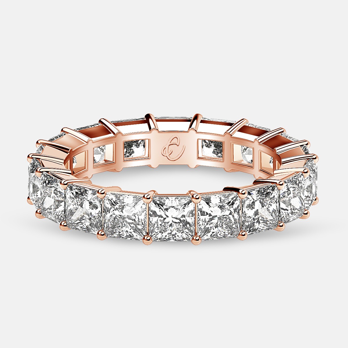 Classic Eternity Ring with Princess Cut Diamonds in 18k Rose Gold