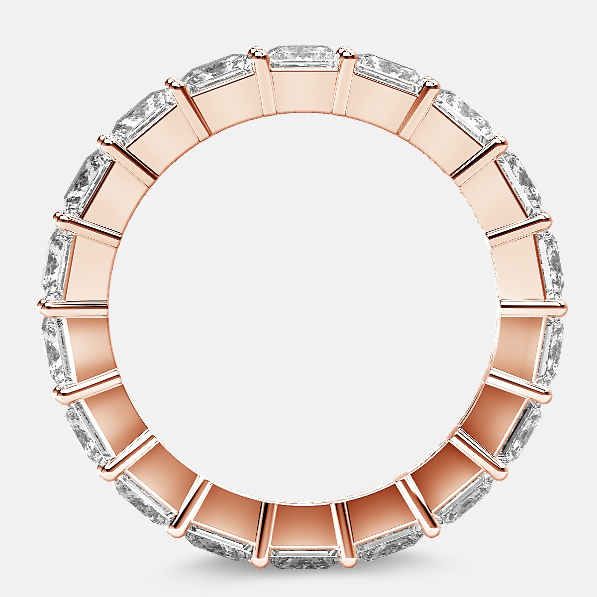 Classic Eternity Ring with Princess Cut Diamonds in 18k Rose Gold