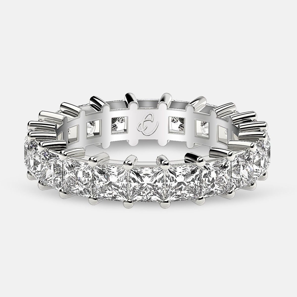 Classic Eternity Ring with Princess Cut Diamonds in 18k White Gold