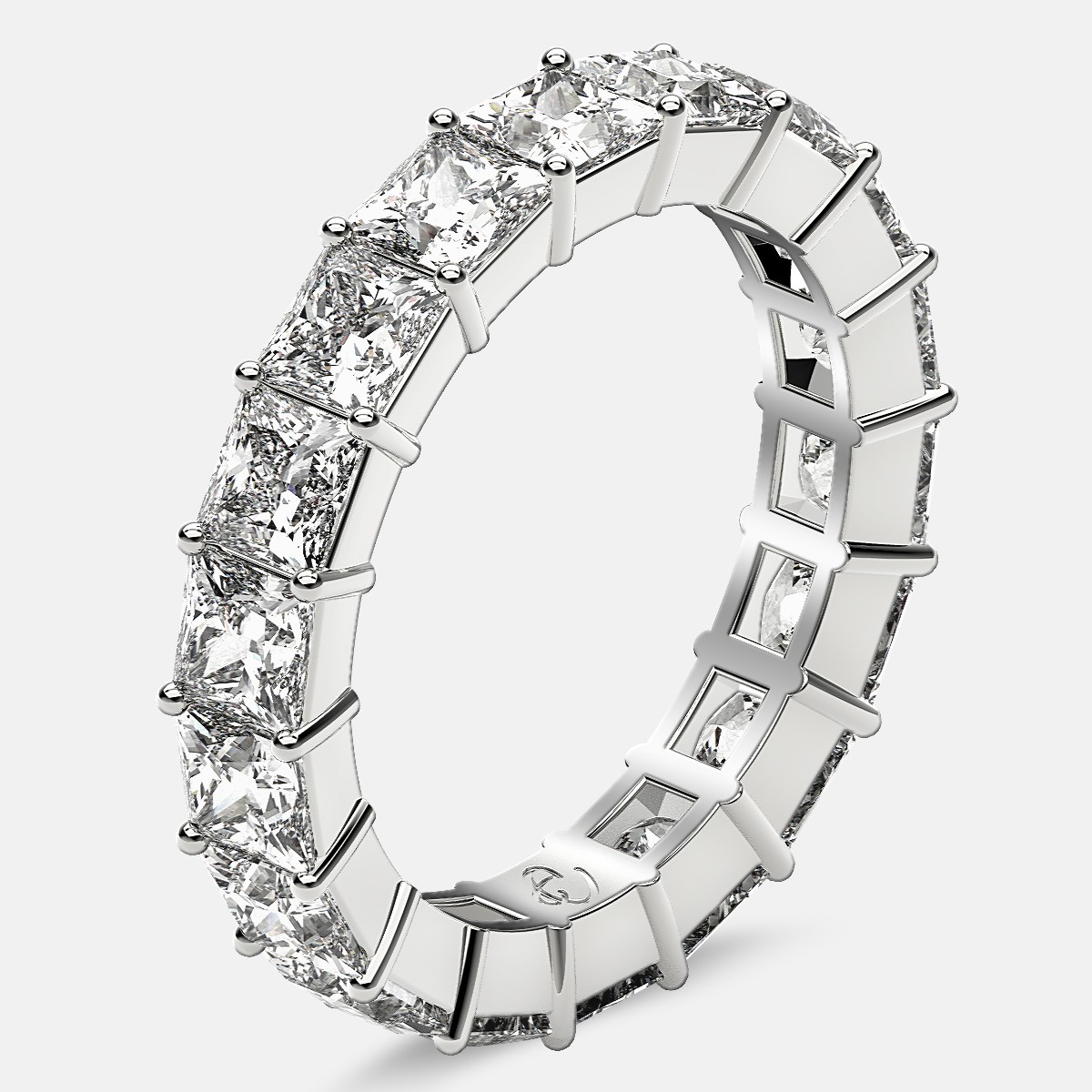 Classic Eternity Ring with Princess Cut Diamonds in 18k White Gold