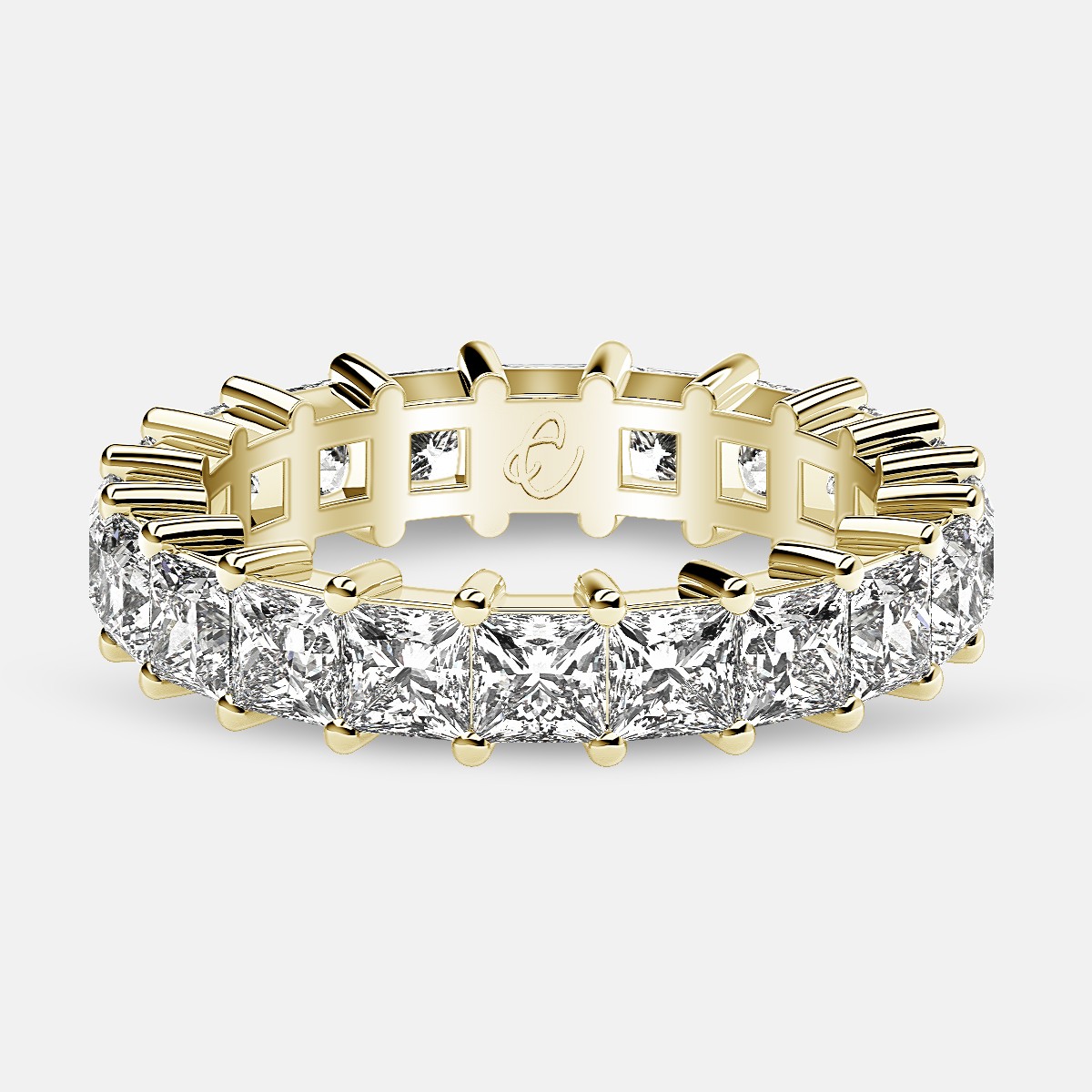 Classic Eternity Ring with Princess Cut Diamonds in 18k Yellow Gold