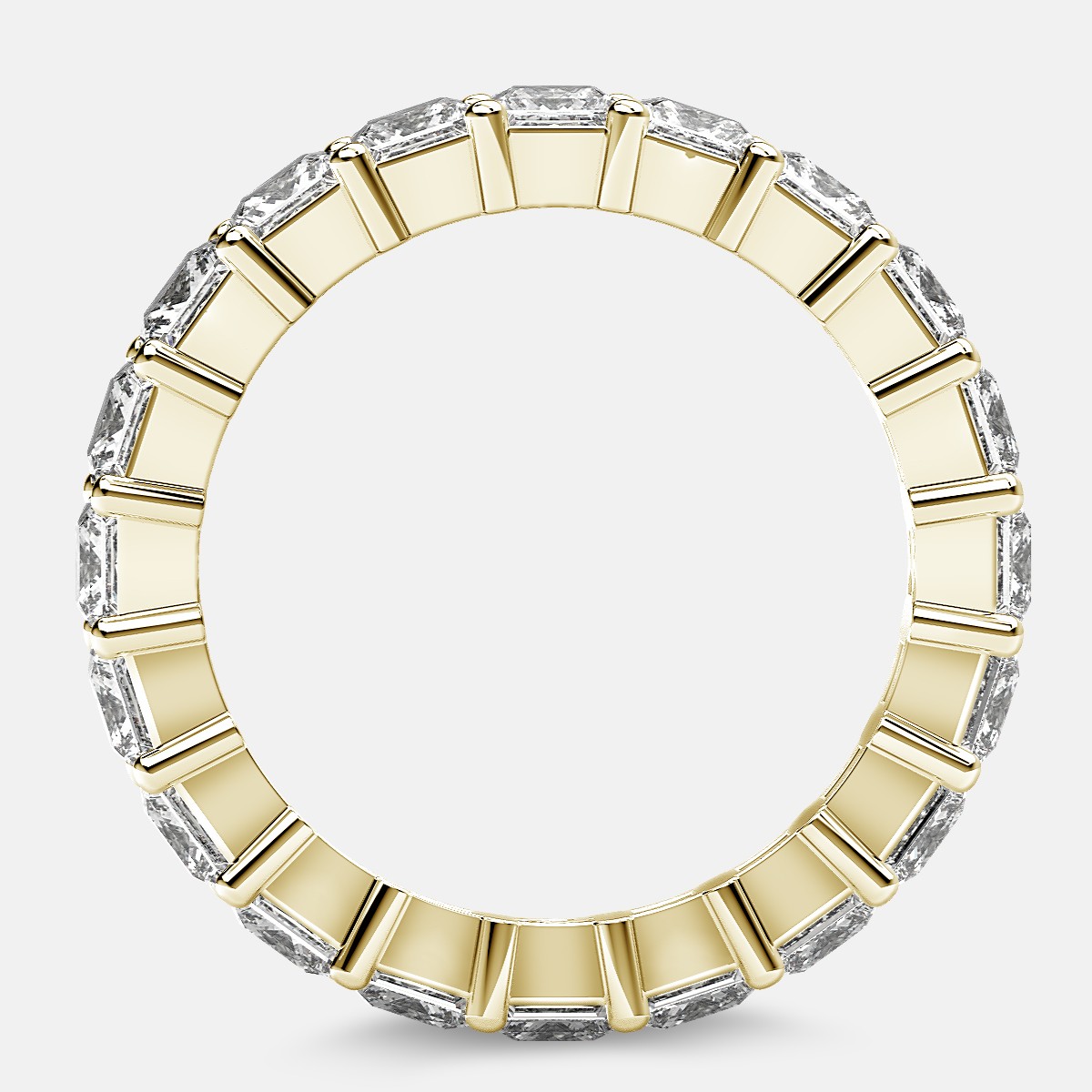 Classic Eternity Ring with Princess Cut Diamonds in 18k Yellow Gold