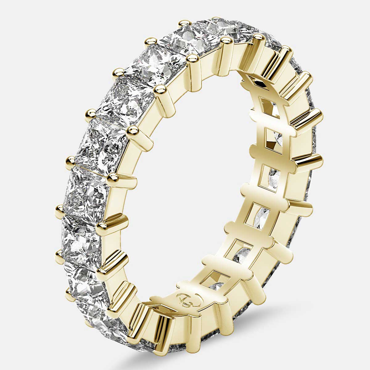 Classic Eternity Ring with Princess Cut Diamonds in 18k Yellow Gold