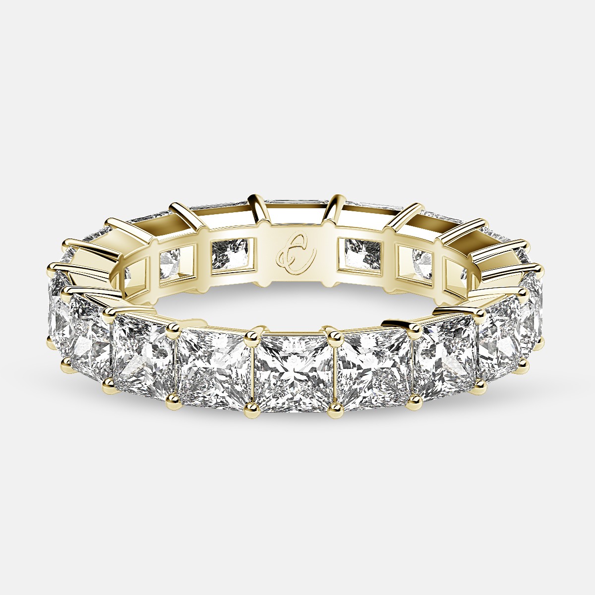 Classic Eternity Ring with Princess Cut Diamonds in 18k Yellow Gold