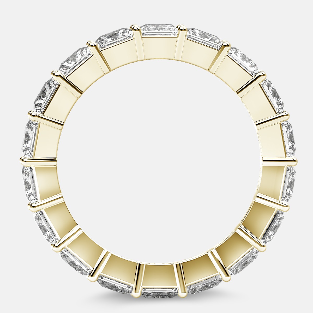Classic Eternity Ring with Princess Cut Diamonds in 18k Yellow Gold