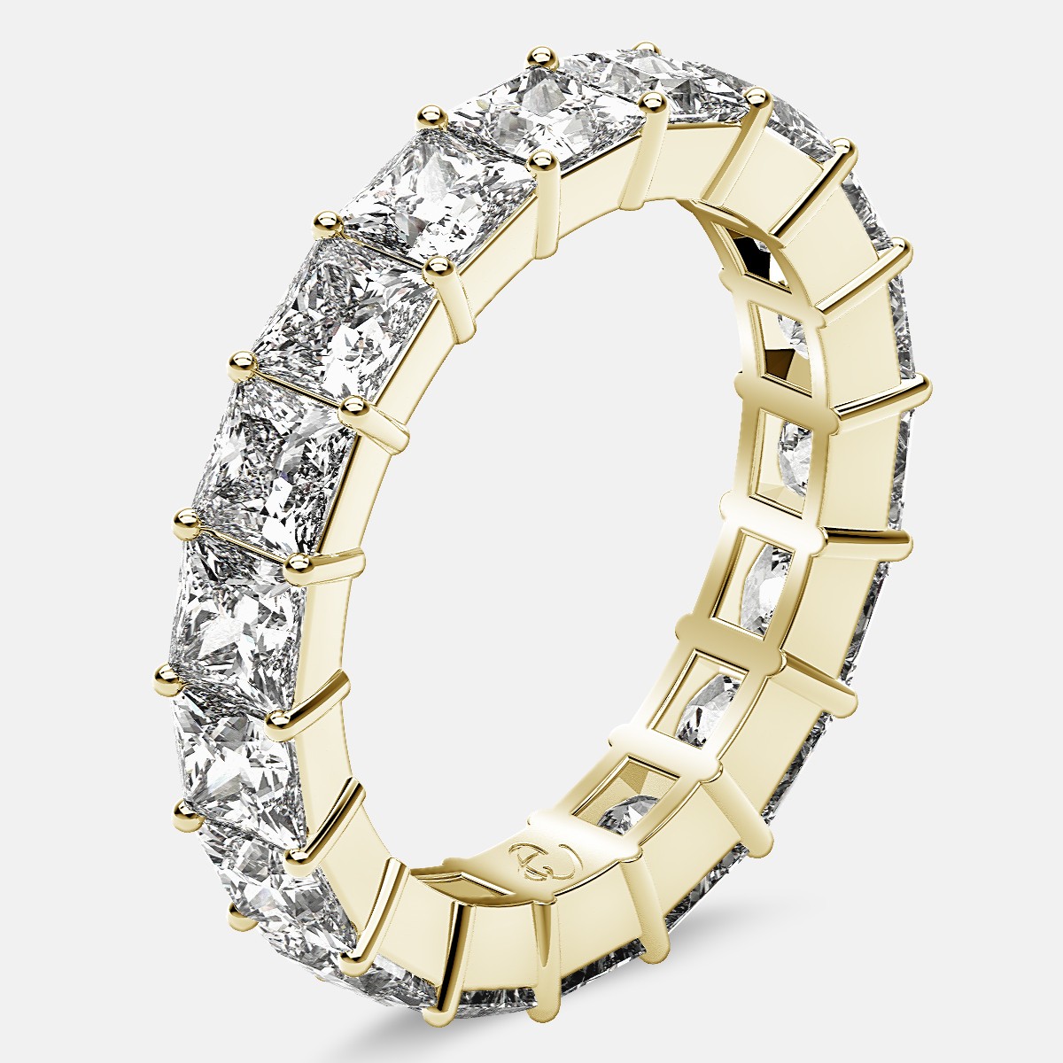 Classic Eternity Ring with Princess Cut Diamonds in 18k Yellow Gold