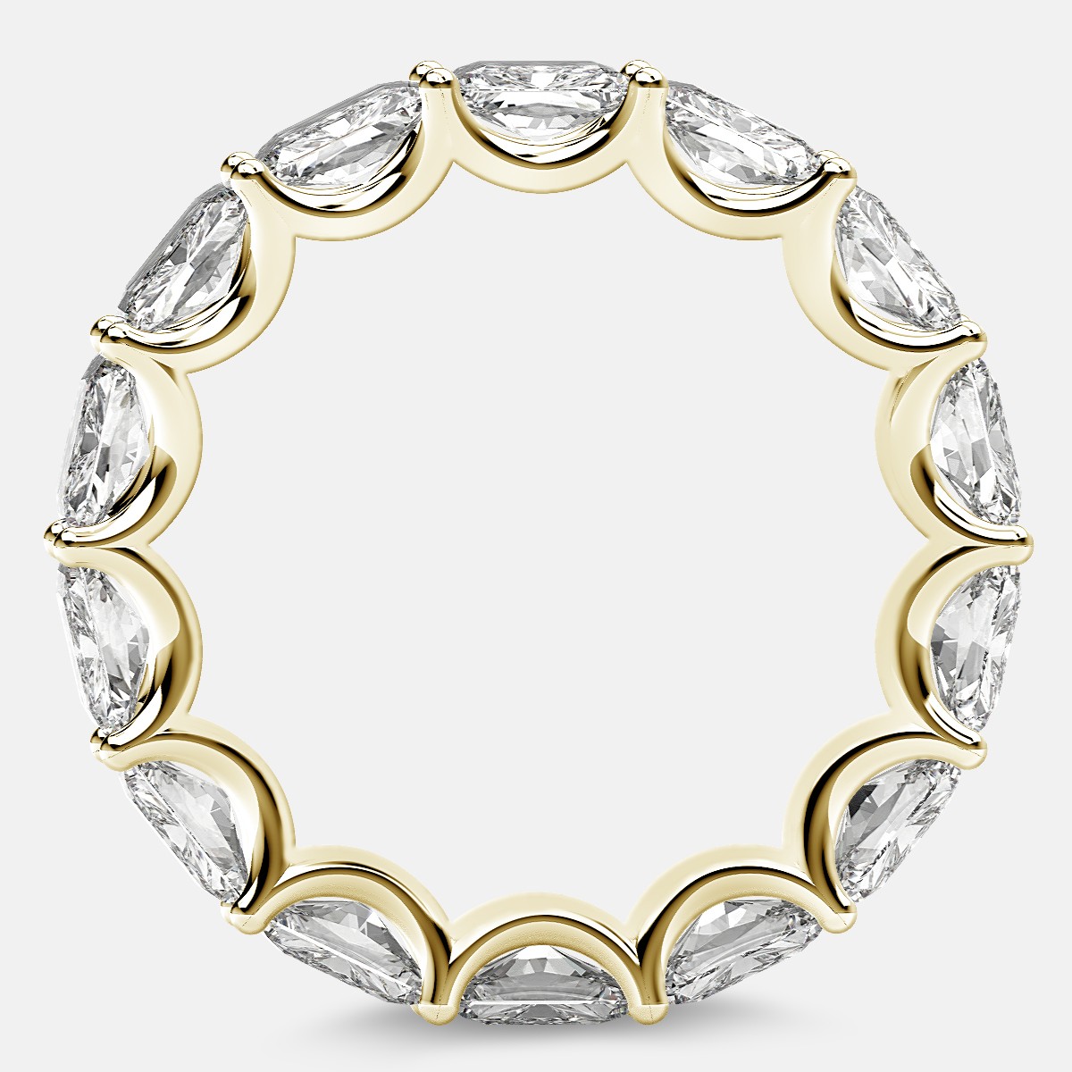 Curved Prong Eternity Ring with Radiant Diamonds in 18k Yellow Gold