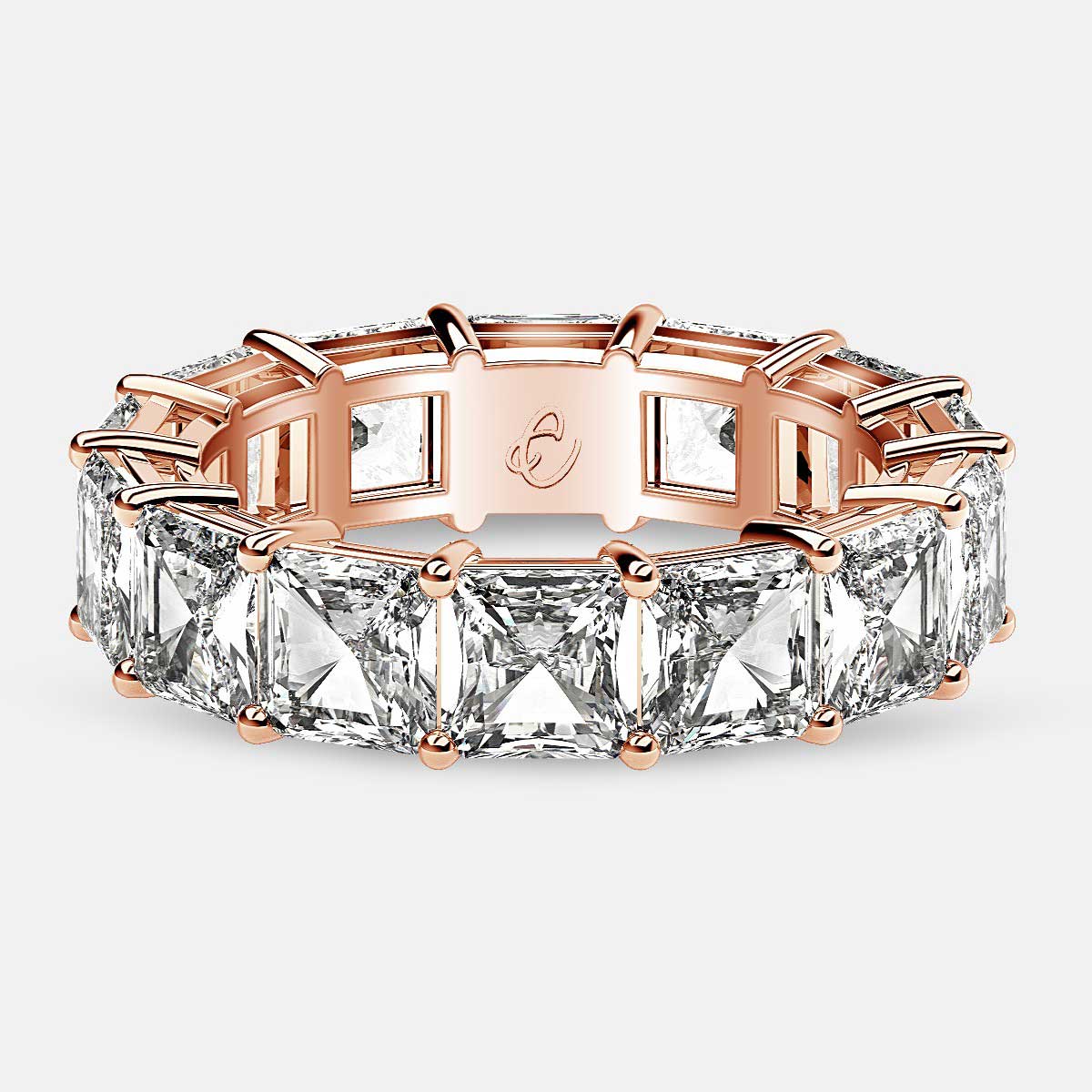 Open Gallery Eternity Ring with Radiant Diamonds in 18k Rose Gold