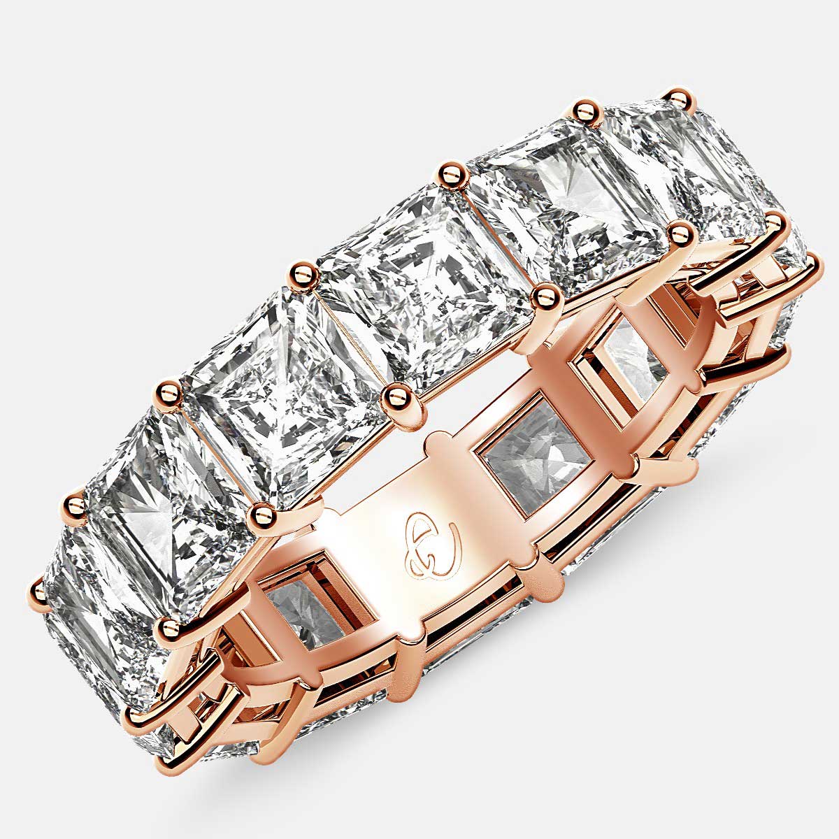 Open Gallery Eternity Ring with Radiant Diamonds in 18k Rose Gold